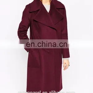 China Wholesale Oversized Fit With Panelled Collar Women Wool Winter Coat thumbnail-4