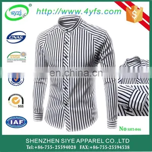 Fashion Slim Fit Stripe Men Dress Shirt for White Collar in ShenZhen thumbnail-1