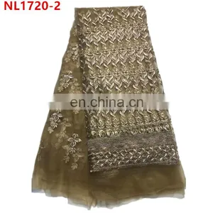 Newest French Lace Tulle Lace With Beads/high Quality Tulle Lace for African Parties thumbnail-2