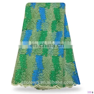 Wholesale Embroidery Water Soluble Chemical Lace African Teal Cupion Guipure Lace Fabric/Guipure Lace With Stone S170307006 thumbnail-1