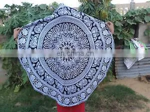 Indian Round Mandala Elephant Indian Hippy Beach Throw Yoga Mat Towel Tapestry thumbnail-1