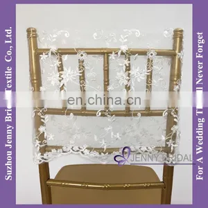 C183L White Embroidered Lace Chair Covers Wedding Lace Chair Sashes thumbnail-3