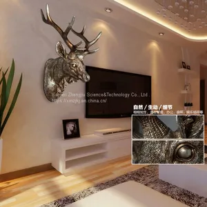 Restoring Ancient Ways Creative Simulation Animal Deer Head Wall Hanging Decoration Style Indoor Resin Crafts Decoration Home Decor thumbnail-3