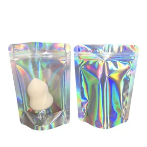 Custom Logo Zipper Holographic Cosmetic Packaging Bags / Holographic Pouches for Eyeshadow Packaging thumbnail-3