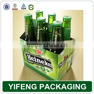 Recyclable Corrugated Cardboard Custom Printed 6 Pack Cardboard Beer Bottle Carrier thumbnail-1