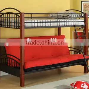 WOOD POST TWIN FULL METAL BUNK BED thumbnail-1