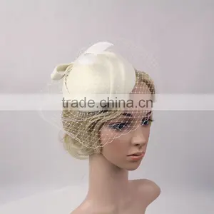 Womens Fascinator Wool Felt Hair Pillbox Hat Veil Cocktail Party Race Fancy Festival Hat thumbnail-3