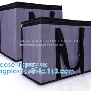 Silver Aluminium Foil Cake Pizza Carrier Insulated Thermal Lunch Picnic Bag Cooler Bag,Insulated Wine Cooler Bag/Wholesa thumbnail-4