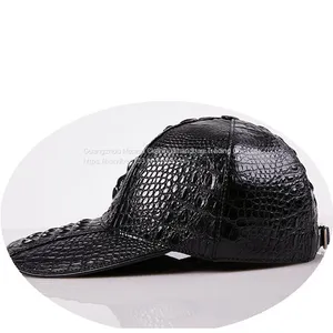 Leather Hats Men's Trendy Peaked Caps Autumn And Winter Crocodile Leather Outdoor Shade Fashion Baseball Caps Travel Sun Protection Caps thumbnail-2