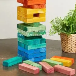 Colored Giant Jumbling Tower Yard Game Wooden Building Blocks thumbnail-1