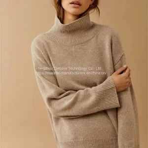 Manufacturers Custom Knit Turtleneck Cotton Wool Cashmere Sweater Women thumbnail-2
