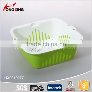 Dishwasher Safe Plastic Square Double Layer Collapsible Colander thumbnail-1