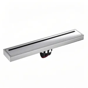 Modern Design All-Copper Strip High Displacement Floor Drain Insect-Proof and Deodorizing Bathroom Tile Insert Rectangle Shape thumbnail-1