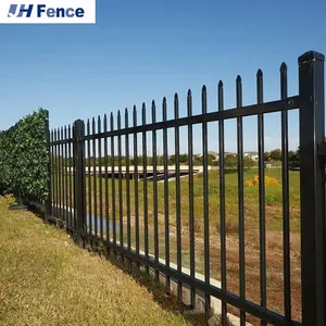Carbon Steel Steel Hercules Pressed Spear Top Fence Black Metal Fence Panels thumbnail-1