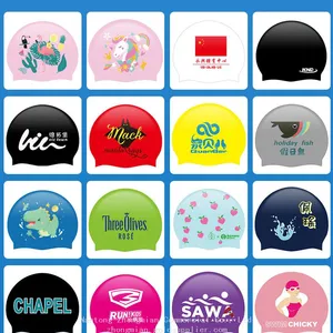 OEM Printed Silicone Swim Cap for Kids and Adults Sizes thumbnail-1