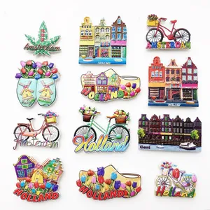 Wholesale Price Personalized Netherlands Holland Dutch Travel Tourism Tourist Souvenirs Custom 3D Poly Resin Polyresin Fridge Magnet Factory thumbnail-1