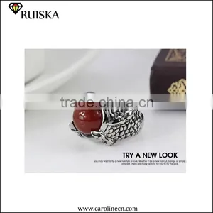 Fashion Rhinestone Ring With Antique Silver Tone Titanium Ring thumbnail-2