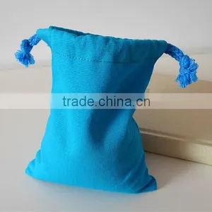 Wholesale Blue Color Canvas Drawstring Gift Packing Bag thumbnail-2