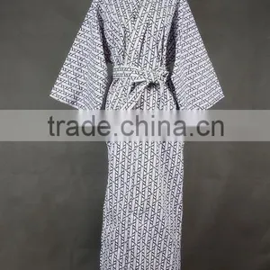 Cool Traditional Japanese Male Kimono Men's Robe Yukata 100% Cotton Men's Bath Robe Kimono Sleepwear With Belt thumbnail-1