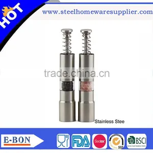 High Quality Hot Sale Stainless Steel Button Salt and Pepper Mill for Restaurant thumbnail-4