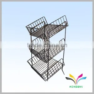 Factory Directly Cheap Custom Metal 2 Tiers Floor Stand Newspaper Display Rack thumbnail-3