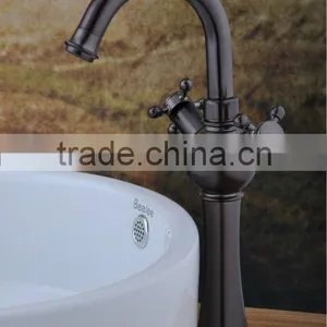 Two Handles Antigue Bronze Solid Brass Basin Faucet QH1808B thumbnail-1