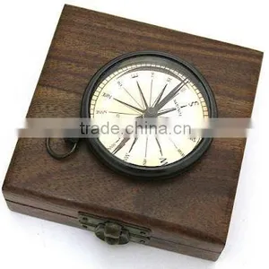 Nautical Brass Compass SLIM Pendant/ Nautical Pendant / LENCE COMPASS FOR PENDANT thumbnail-1