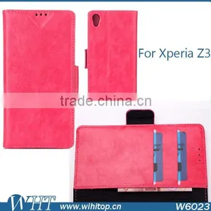 Pu Leather Card Holder Wallet Flip Side Open Case Cover For Sony Xperia Z3 L55T L55U D6653 thumbnail-1