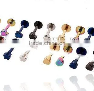 Surgical Steel Screw Fit Top Lip Labrets Ear Studs thumbnail-1