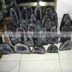 Natural Rock Amythest Crystal Geode thumbnail-1