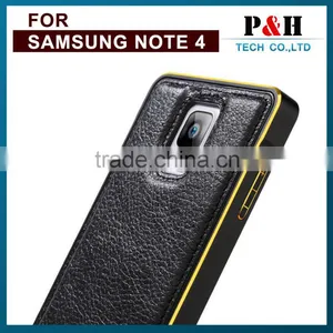For Samsung Galaxy Note 4 Sublimation Case Aluminum Bumper Genuine Leather Case thumbnail-3