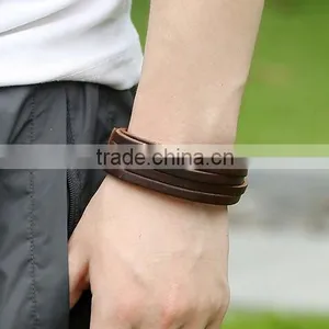Mens Genuine Leather Wrap Bracelet Fashion Wristband Cuff Bracelet Womens Bangle thumbnail-6