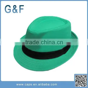 New Style Top Selling Black Fedora Hat With White Band thumbnail-5