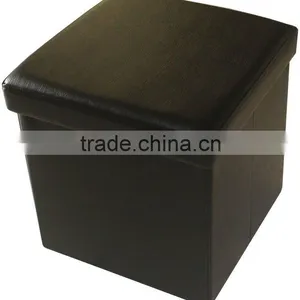 Stronger!! Black PU Leather Foldable Storage Stool thumbnail-1