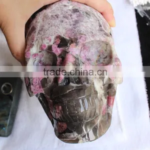Hand Carving Crystal Plum Blossom Tourmaline Skull thumbnail-5