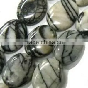 13*18mm Natural Oval Smooth Web Jasper Stone Loose Beads thumbnail-1