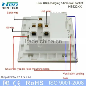 Good Quality Electrical Socket Extension 13A Universal Wall Socket Dual 2.1A 2.4A USB Socket Outlet thumbnail-4
