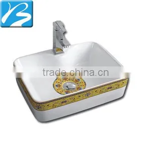 OEM Acceptable Bathroom Porcelain Bathroom Sink Chinese Style Fiber Wash Basins thumbnail-1
