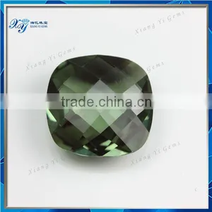 Bulk Wholesale Tumbled Stones15x15mm Rounded Square Shape Double Checkerboard Cut 149# Price of Green Jasper Stone Spinel thumbnail-1