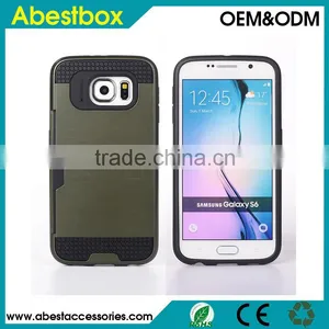 For Samsung Galaxy S6 Brushed Combo Case With Card Slot, for S6 G9200 TPU+PC Hybrid Cover Cases thumbnail-2