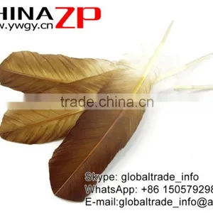 Leading Supplier CHINAZP Wholesale Plume Dyed Bulk Gold Metallic Half Dipped Bicolourable Turkey Feathers thumbnail-3