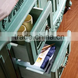 Turkish Style Furniture Baroque Bathroom Cabinet Solid Wood With Double Mirrors WTS801 thumbnail-2