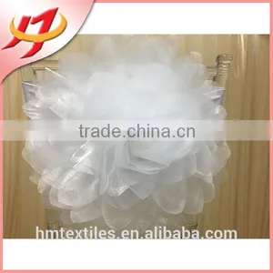 Hot Sale Wedding Decoration Cheap Flower Otganza Chair Sashes thumbnail-1