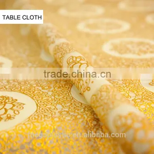 Gold Polyester Lace Table Cloth, PVC Lace Table Cloth Printed Gold Lace thumbnail-4