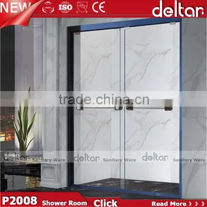 Prefab Bathroom Shower Enclosure Cubicle With Blue Frame / Toilet Sex Shower Room / Tempered Glass Shower Door thumbnail-1