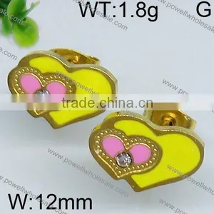 Fashion Colorful Heart Shape Gold Plated Earrings Attachable thumbnail-3