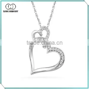 For Mother's Day 925 Silver Double Heart Pendant thumbnail-1