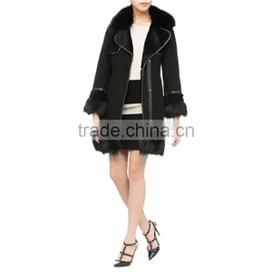 Ladies' Full Lambskin Suede Jacket With Fox Fur Collar and Cuffs thumbnail-1