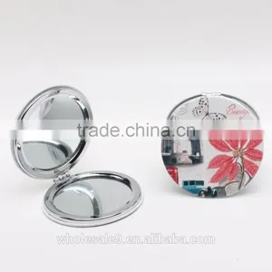 Pu Leather Heart Shape Folding Pocket Protable Mirror Make up thumbnail-2