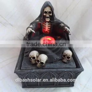 Sinister SKULL Skeleton Scary Lantern Halloween Light Up Party Spooky Decoration thumbnail-6
